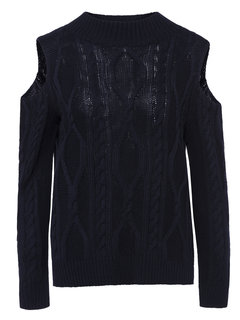 Round Neck Standard Slim Date Night Woolen Fabric Sweater (Style V201654)