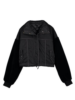 Shawl Collar Loose Western Letter Polyester Jacket (Style V201657)