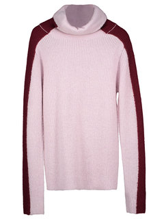 Turtleneck Standard Date Night Color Block Knitted Sweater (Style V201659)