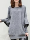 Round Neck Midi Loose Plain Knitted Sweater (Style V201660)