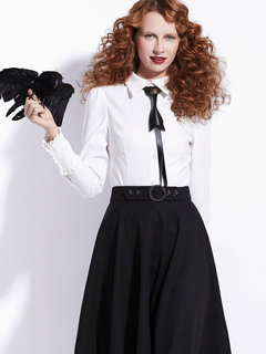 Slim Date Night Plain Polyester Ruffle Blouse (Style V201665)