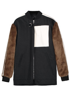 Stand Collar Standard Straight Western Polyester Jacket (Style V201675)