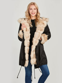 Hooded Straight Casual Cotton Button Coat (Style V201679)