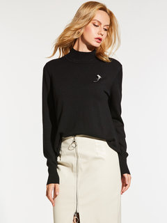 Stand Collar Standard Loose Date Night Plain Sweater (Style V201688)