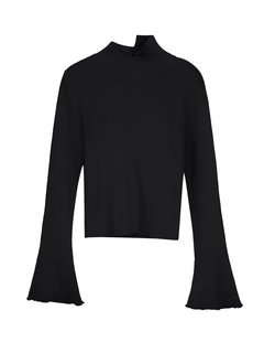 Stand Collar Standard Sexy Plain Polyester Sweater (Style V201694)