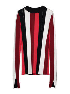 Round Neck Slim Casual Striped Polyester Sweater (Style V201695)