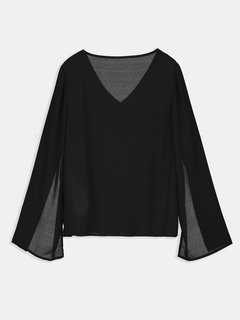 Short Loose Elegant Plain Chiffon T Shirt (Style V201708)