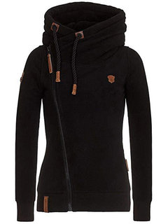 Hooded Short Fashion Plain Asymmetrical Hoodie (Style V201724)