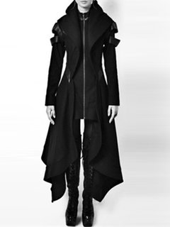 Long Slim Casual Dacron Zipper Coat (Style V201731)