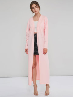 V-neck Ankle Length Loose Elegant Plain Coat (Style V201736)