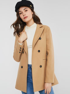 Shawl Collar Slim Plain Wool Blends Button Coat (Style V201760)