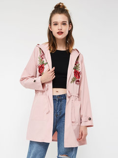 Hooded Long Loose Plants Nylon Coat (Style V201762)