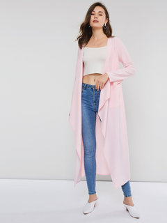 Shawl Collar Long Slim Fashion Pockets Coat (Style V201765)