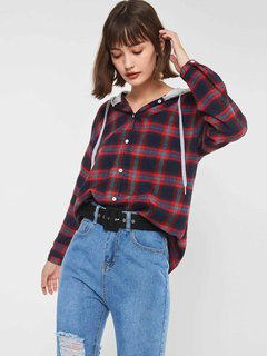 Hooded Standard Loose Fashion Strappy Hoodie (Style V201770)