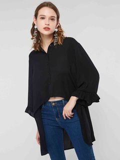 Midi Loose Fashion Chiffon Swallowtail Blouse (Style V201776)