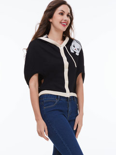 Hooded Short Loose Animal Woolen Fabric Hoodie (Style V201779)