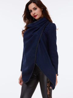 Heap Collar Long Fashion Nylon Zipper Coat (Style V201784)