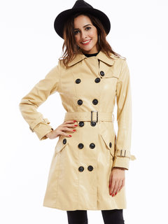 Shawl Collar Long Slim Elegant Belt Coat (Style V201788)