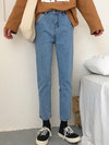Ankle Length Fashion Button Denim Plain Jeans (Style V201819)