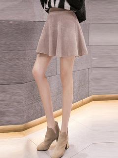 Mini A-line Date Night Knitted Plain Skirt (Style V201866)