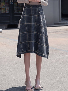 Mid-Calf Asymmetrical Date Night Patchwork Polyester Skirt (Style V201870)