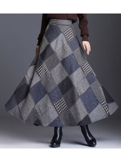 Ankle Length Elegant Pattern Polyester Geometric Skirt (Style V201898)