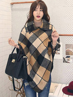 Short Batwing Elegant Wool Pattern Coat (Style V201914)