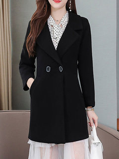 Midi Elegant Plain Polyester Button Coat (Style V201915)