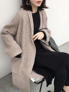 Long Loose Date Night Knitted Belt Coat (Style V201918)