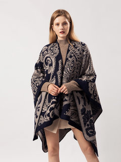 Western Floral Cashmere Cape (Style V201921)