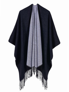 Elegant Plain Cashmere Tassel Cape (Style V201923)