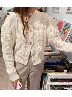 Short Loose Casual Plain Button Sweater (Style V201942)