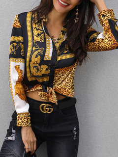 Standard Slim Party Polyester Button Blouse (Style V300019)