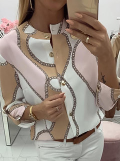 Short Loose Elegant Floral Pattern Blouse (Style V300305)