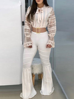 Standard Loose Plain Polyester Strappy Blouse (Style V300349)