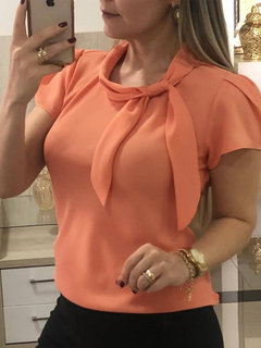 Standard Slim Elegant Plain Asymmetrical Blouse (Style V300385)