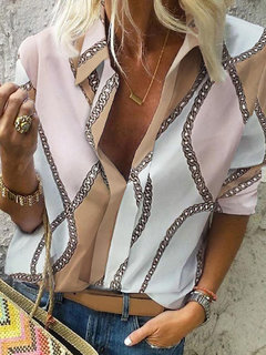 Standard Fashion Floral Polyester Button Blouse (Style V300478)