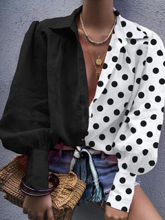 Standard Loose Fashion Polyester Asymmetrical Blouse (Style V300490)