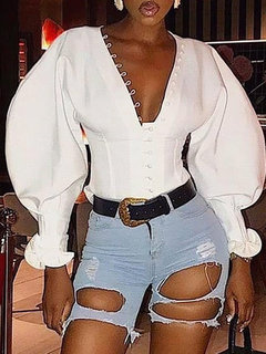 V-neck Slim Fashion Plain Polyester T Shirt (Style V300569)