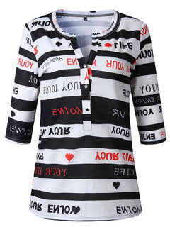 Standard Slim Casual Letter Polyester Blouse (Style V300799)