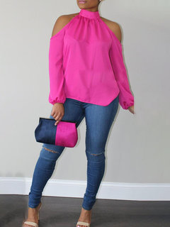 Standard Loose Elegant Plain Strappy Blouse (Style V300958)