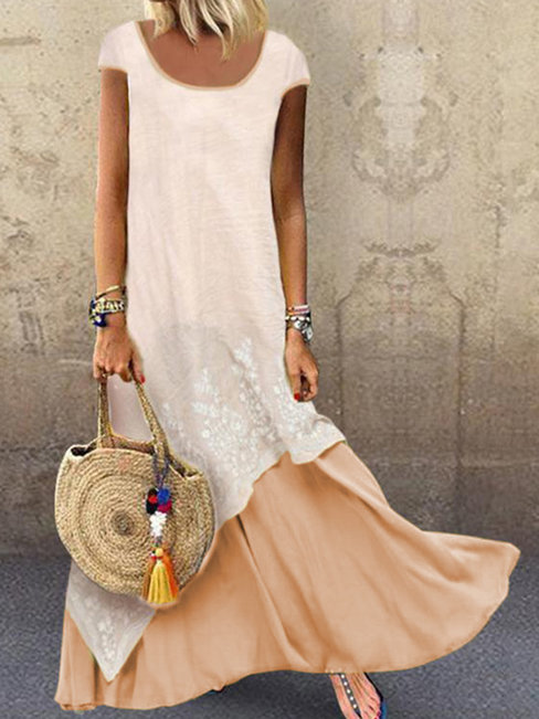 Casual Shift Round Neck Printed Pattern Casual Dresses (Style V100260)