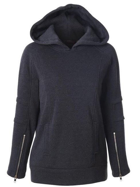 Standard Loose Plain Polyester Pockets Hoodie (Style V100580)