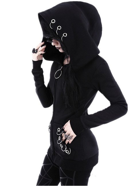 Hooded Loose Fashion Dacron Zipper Sweatshirts (Style V100623)
