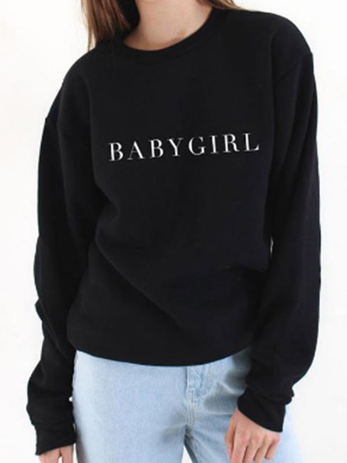 Round Neck Standard Casual Cotton Blends Pattern Sweatshirts (Style V100677)