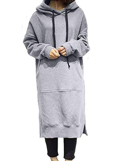 Long Loose Casual Dacron Patchwork Sweatshirts (Style V100681)