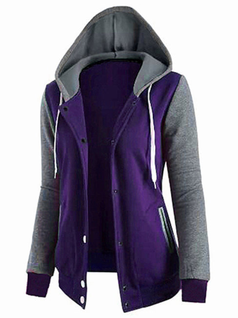 Hooded Casual Patchwork Polyester Patchwork Hoodie (Style V100713)