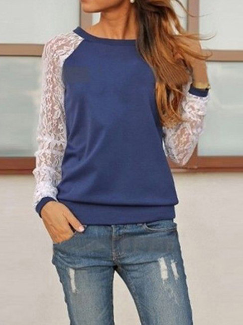 Standard Straight Cute Patchwork Cotton Sweatshirts (Style V100736)