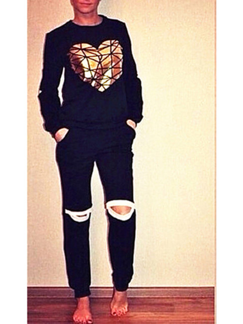 Round Neck Straight Patchwork Polyester Patchwork Sweatshirts (Style V100745)