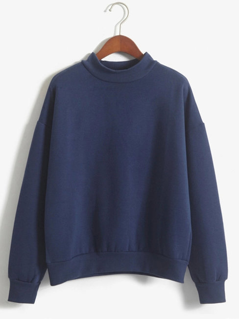 Standard Loose Casual Plain Polyester Sweatshirts (Style V100757)